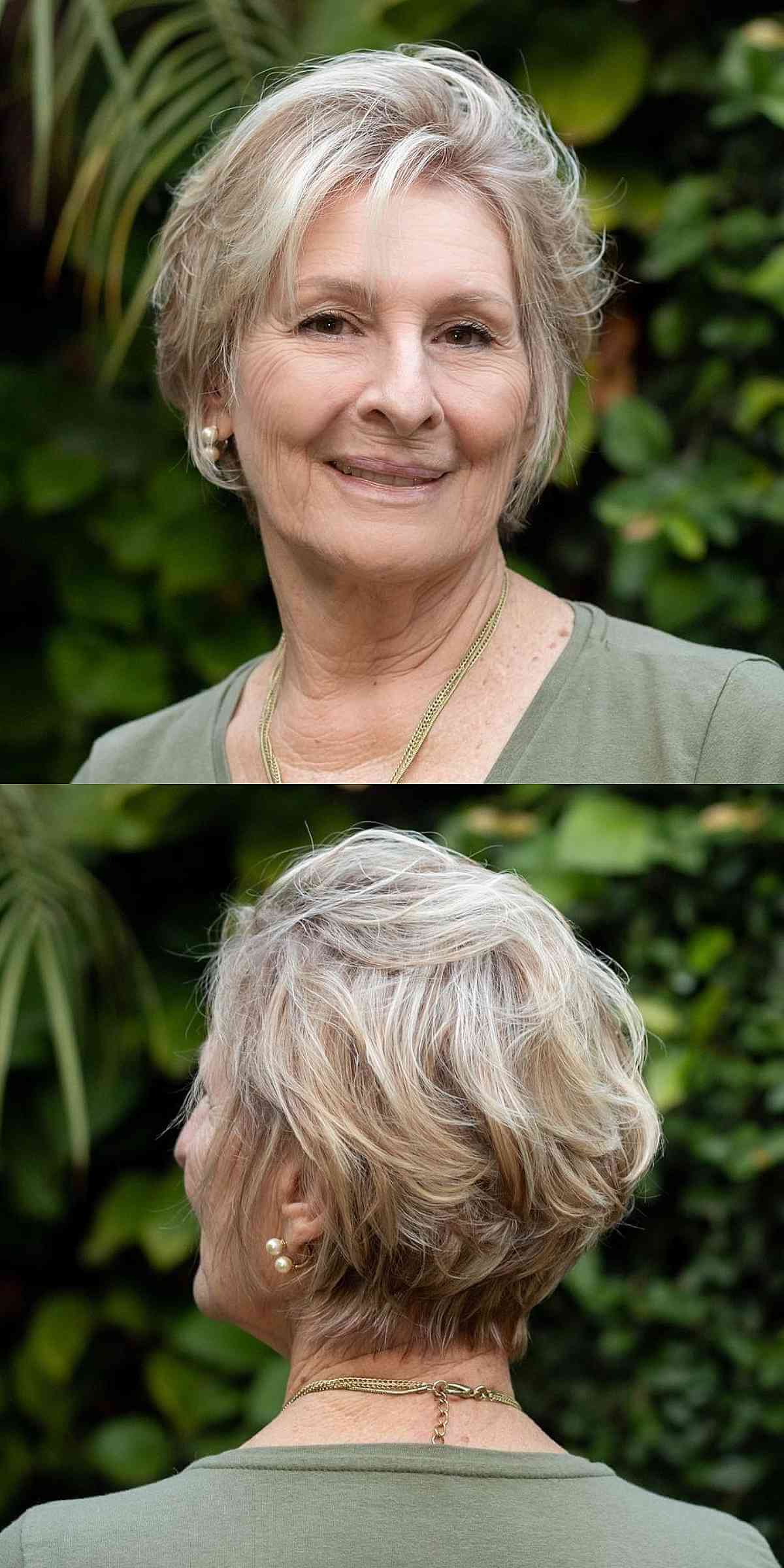 long pixie cut for wavy hair for women seventy and up