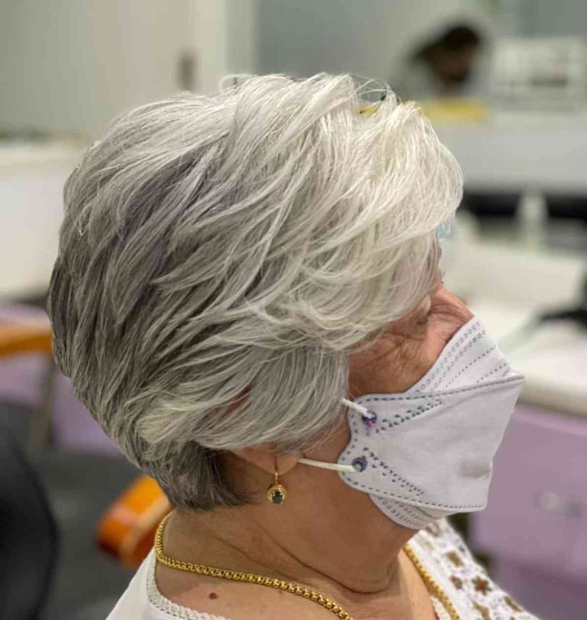 long pixie with feathered layers for women 70 and up