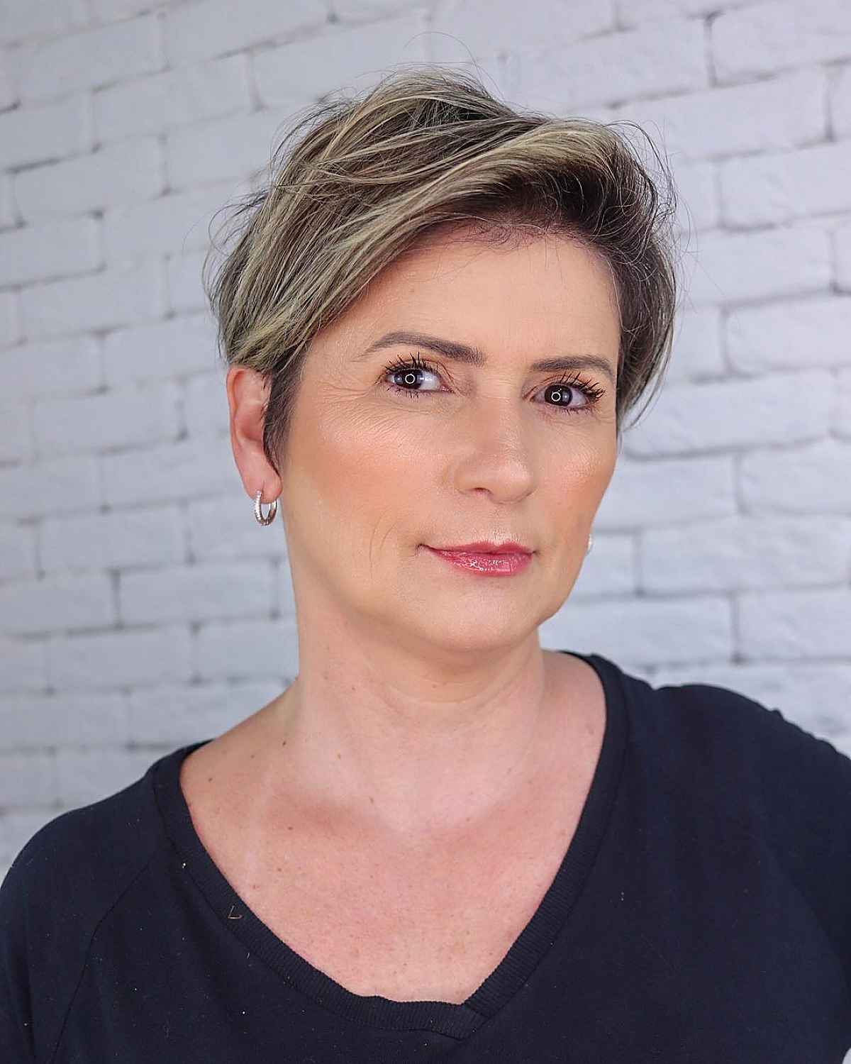 long pixie with side swept bangs hairstyle