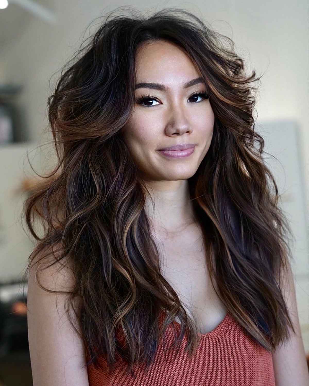 long shag cut for thick haired women