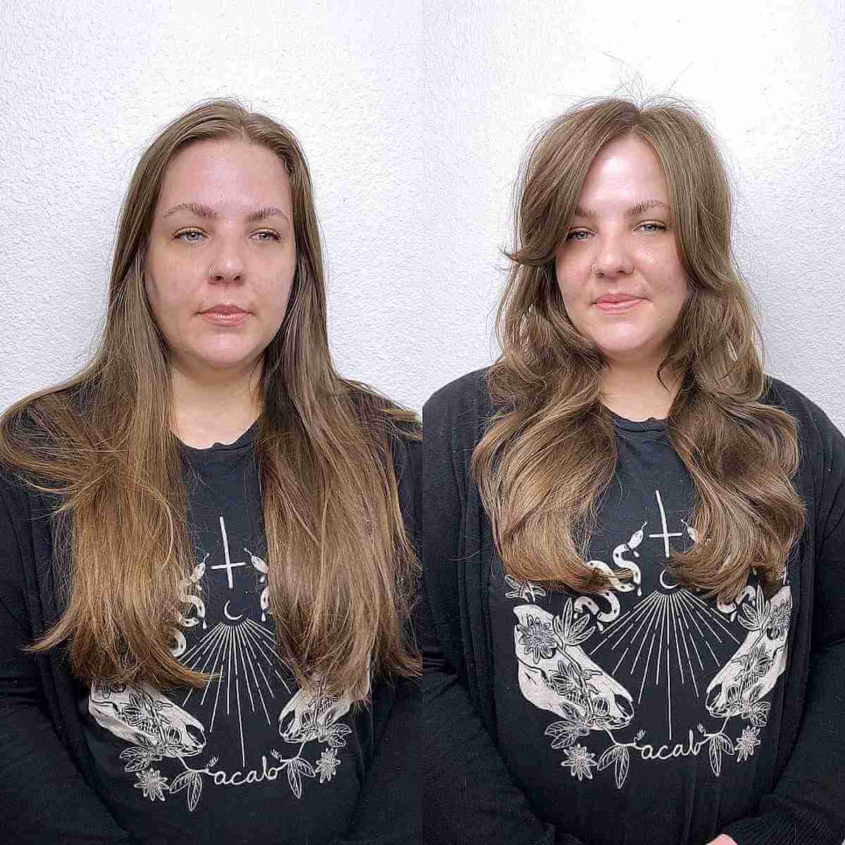 long shag with side bangs