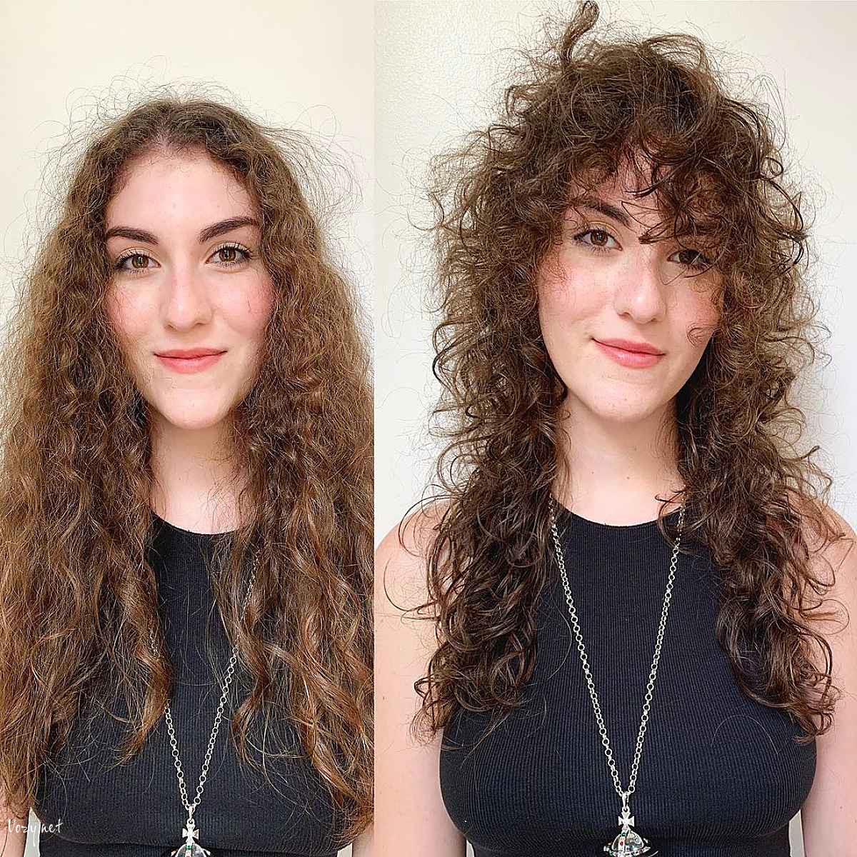long shaggy cut for curly girls