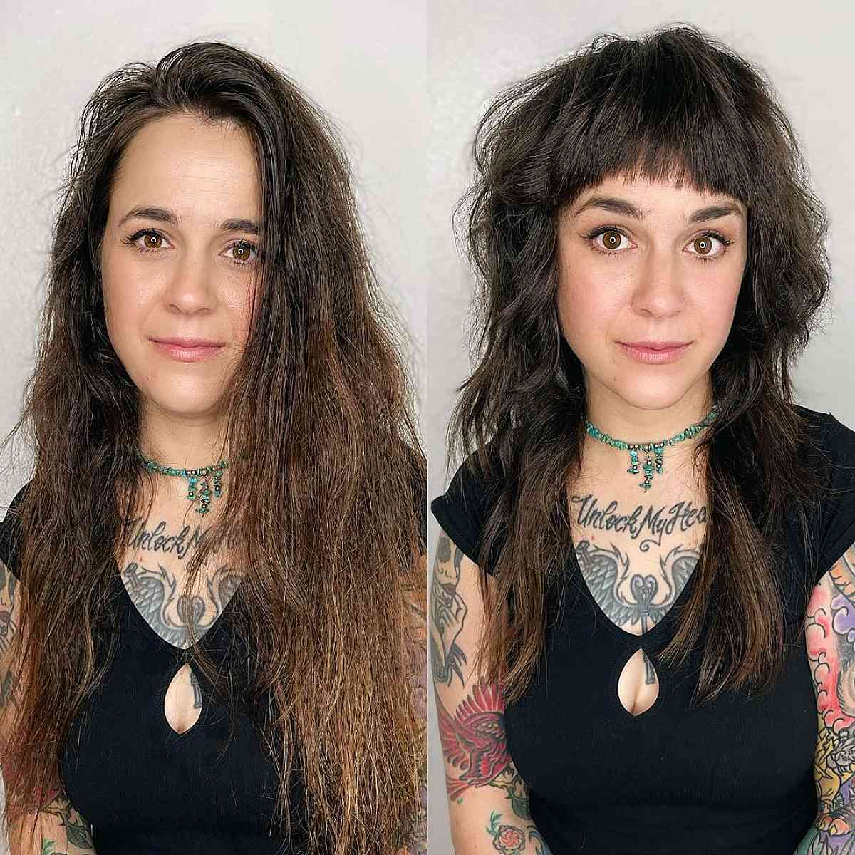 long shaggy mullet with bangs