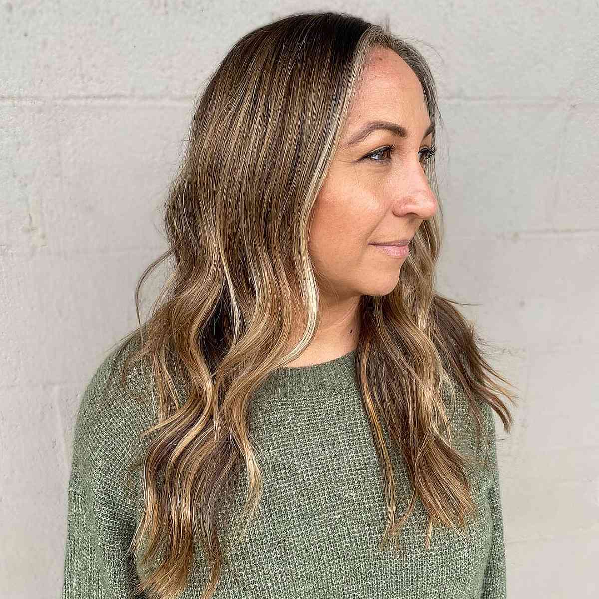 long soft waves with razored layers for women past forty
