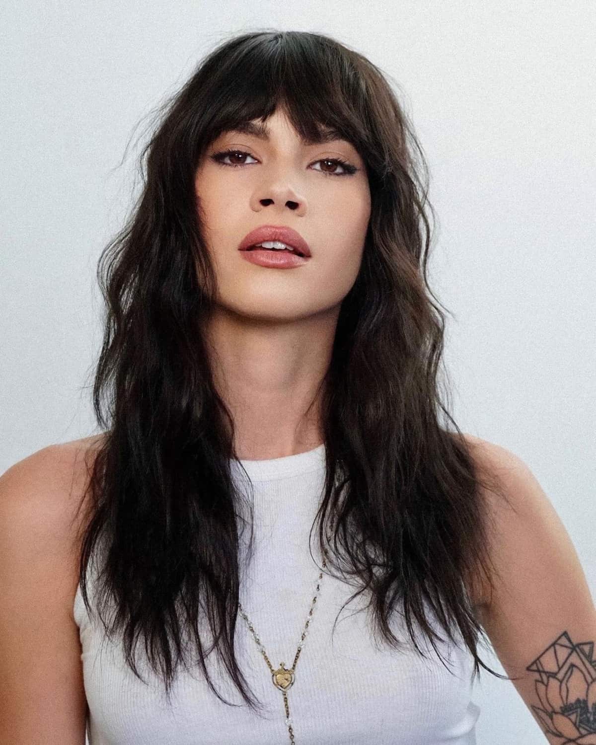 long textured shag cut for wavy hair