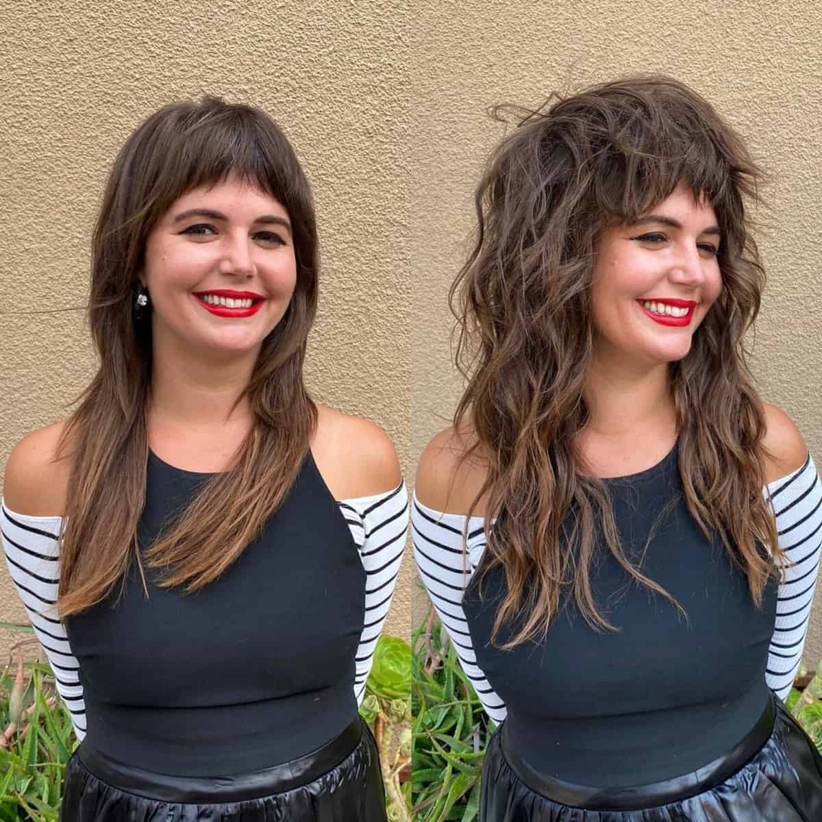 long wavy shag for thick hair