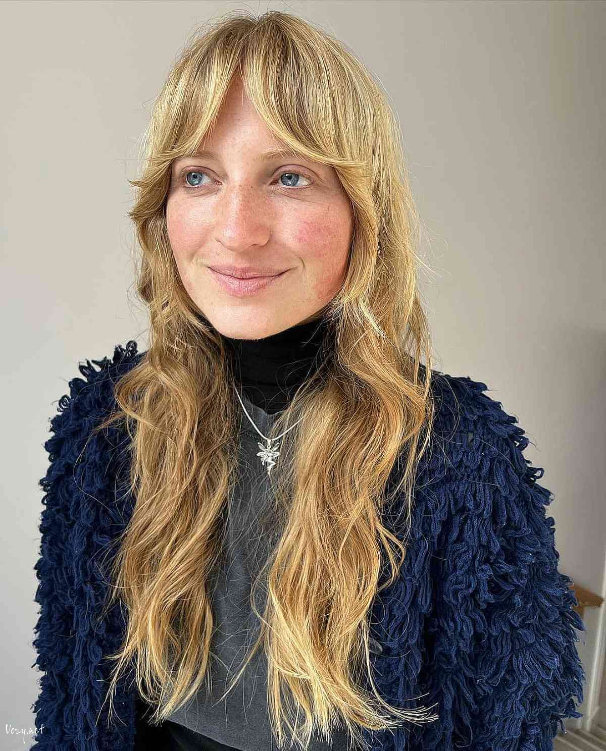 long wispy shag with a curtain fringe