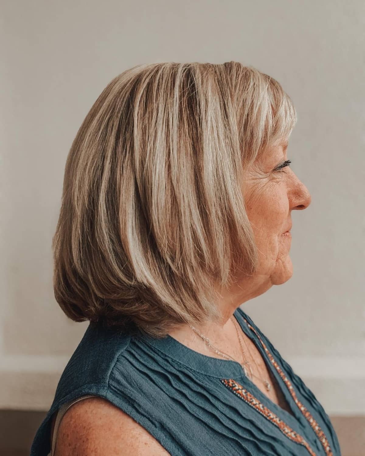 lovely shoulder length bob hairstyle for women over 70 years old