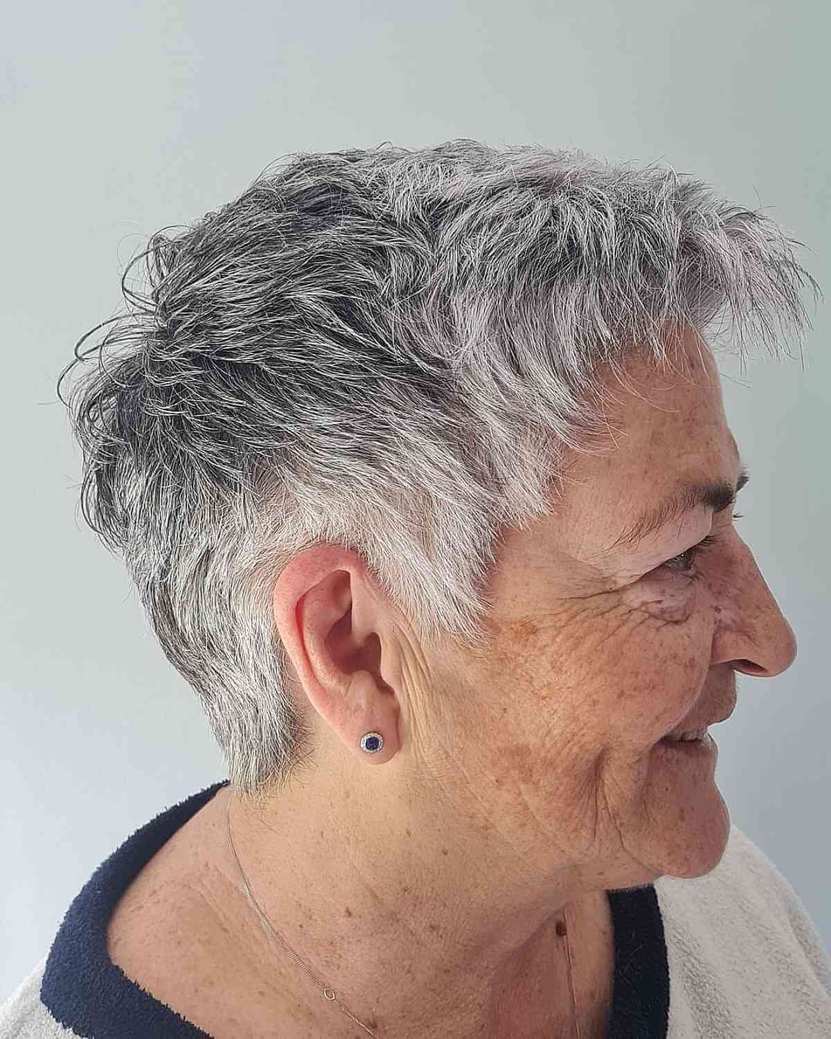 low maintenance pixie for gray haired women in their 70s