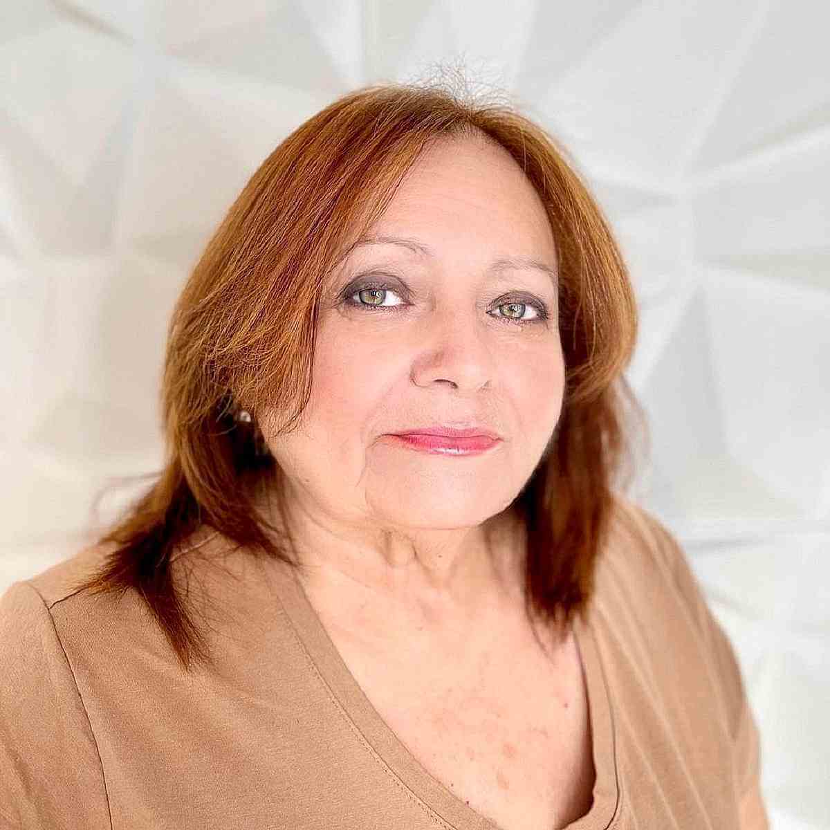 medium length hair for plus size women aged 60s with face framing layers