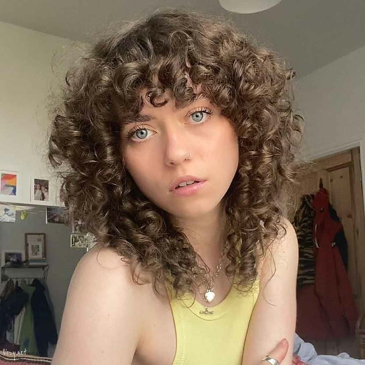 medium length shaggy curls