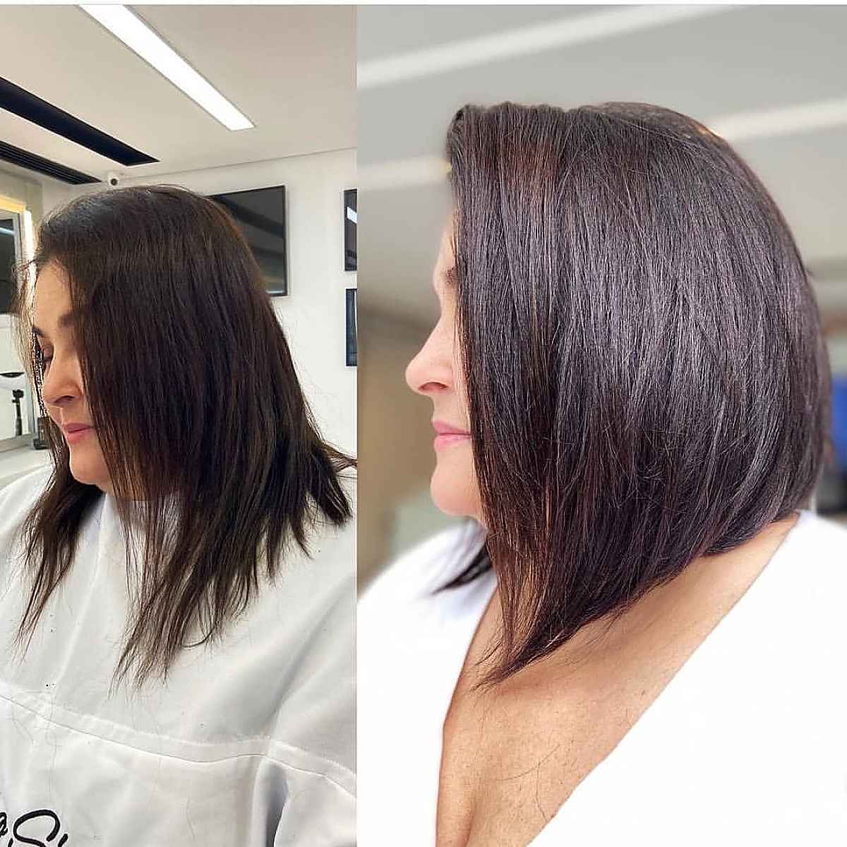 mid length graduated cut with subtle layers for over 60