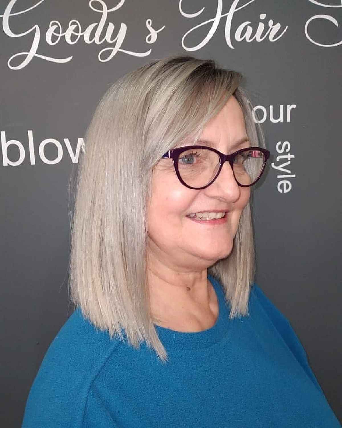 mid length long bob for ladies over 60