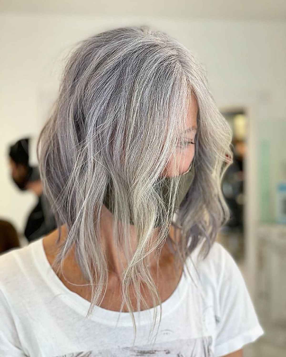 mid length razored bob on older ladies