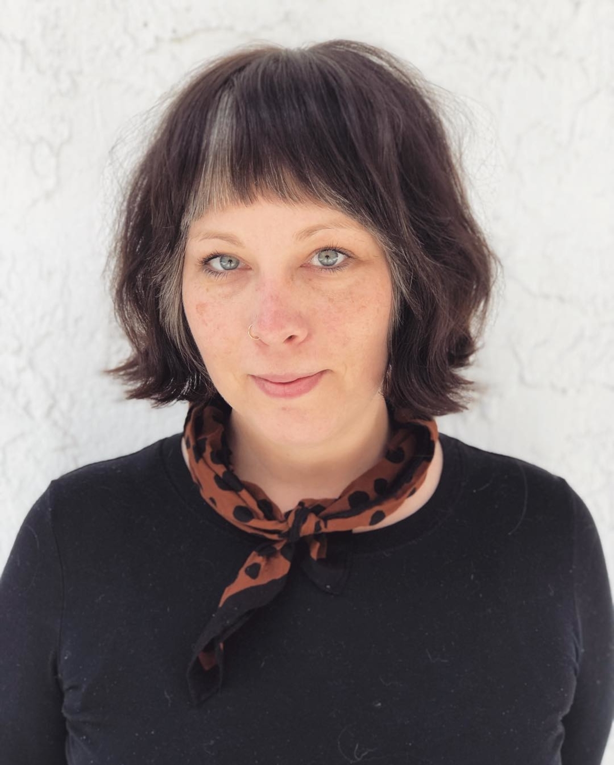 mid length shag cut for thin hair and a round face for older women