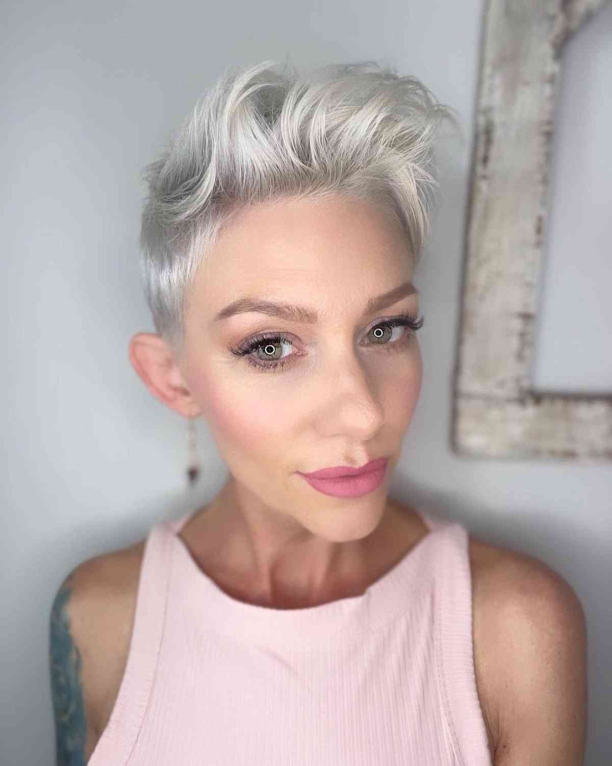modern high quiff pixie for woman over 40 years old