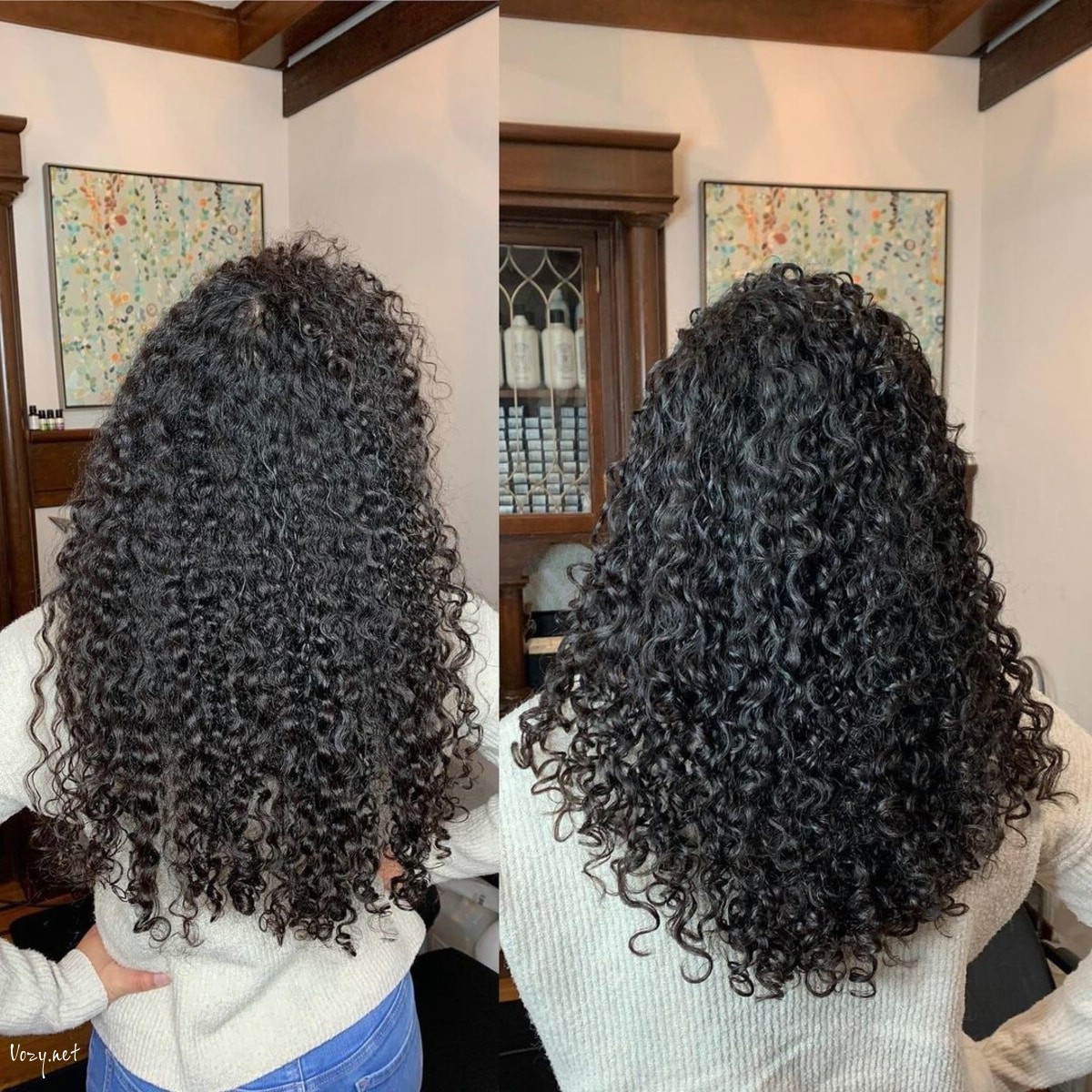 modern v shape layers for naturally curly hair