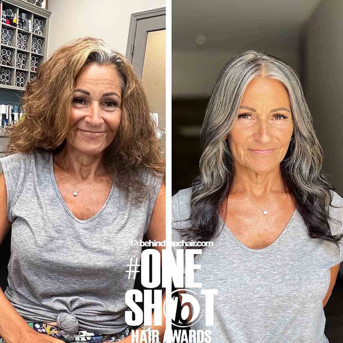 natural looking makeover for 60 year olds with grey hair