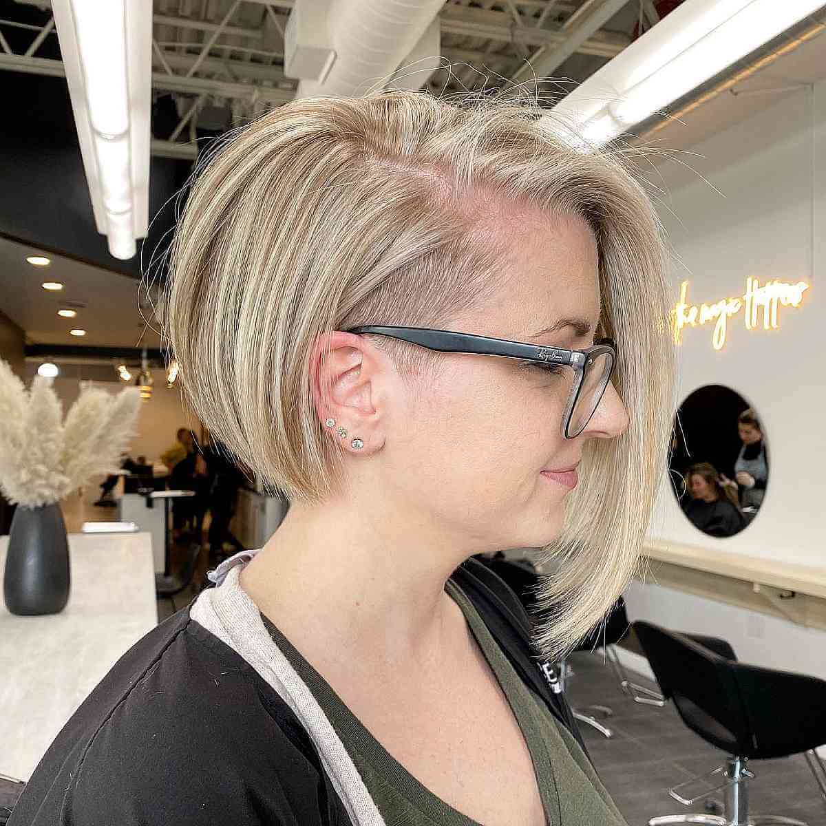 neck length asymmetrical bob with an undercut