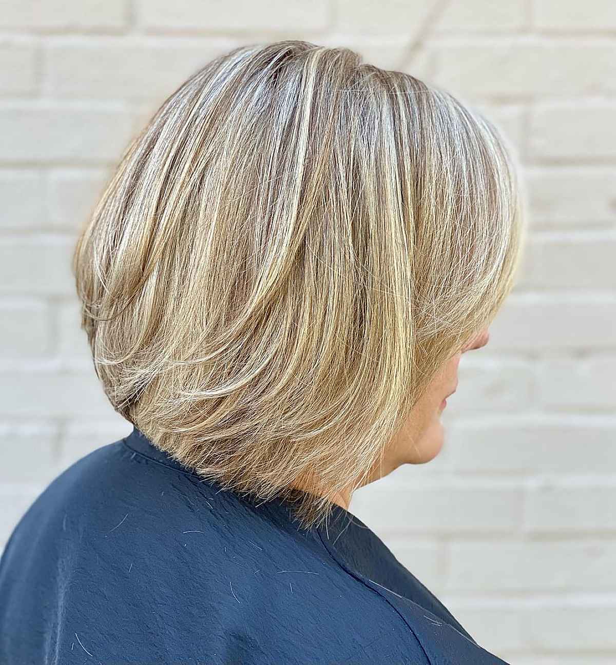neck length bob with stacked layers for women sixty and up