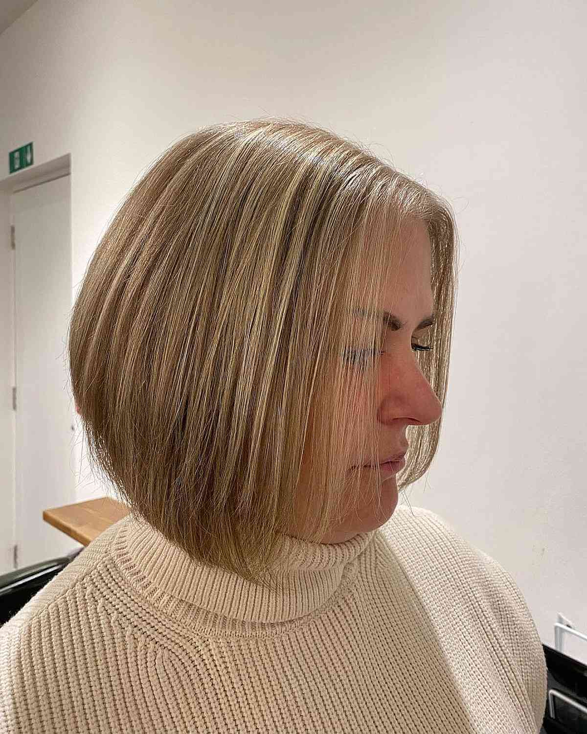 neck length graduated bob for women over 50