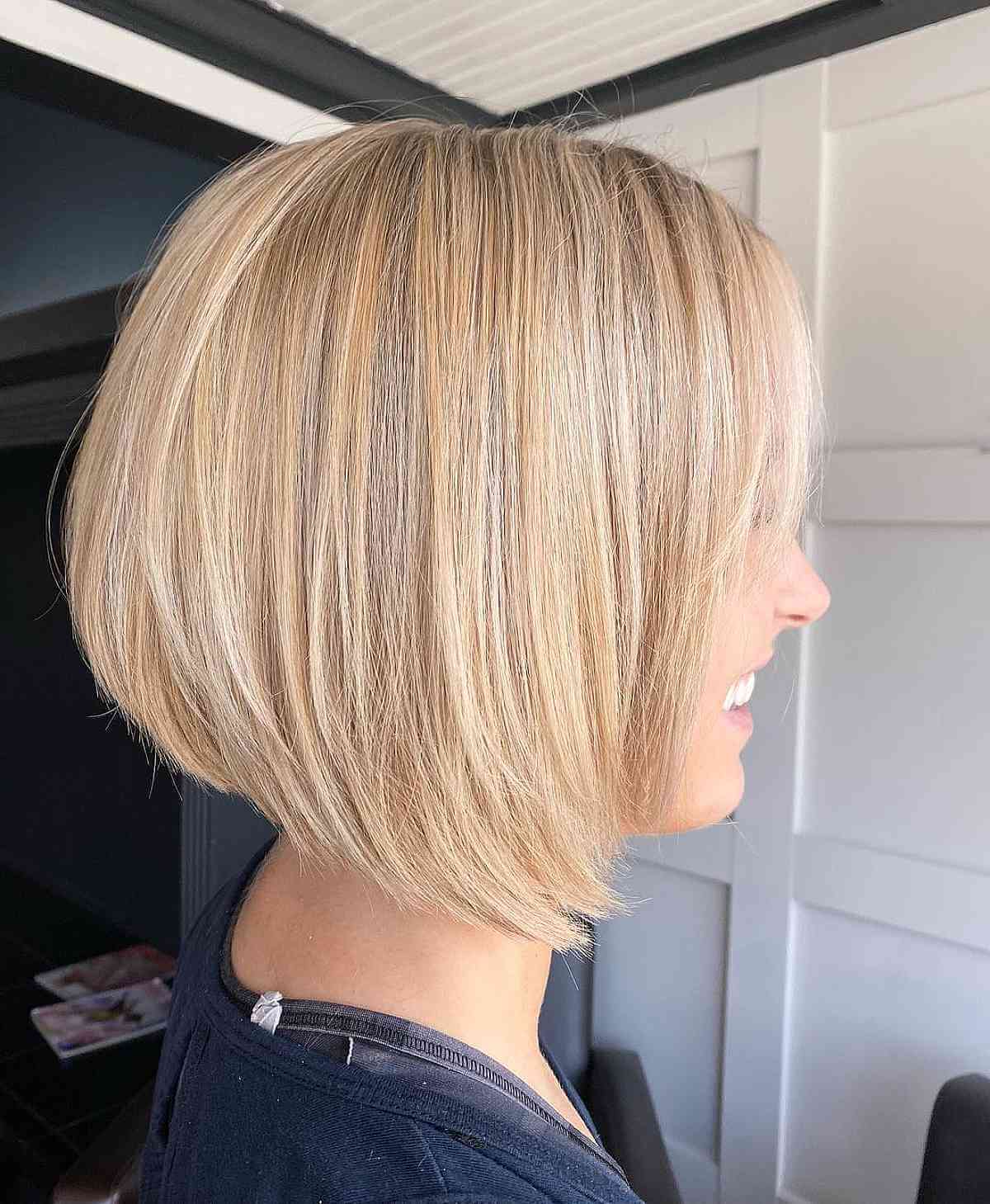 neck length inverted bob with wispy layers