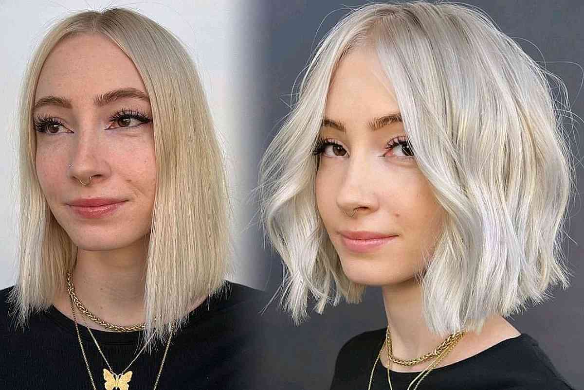 neck length wavy bob with blunt ends