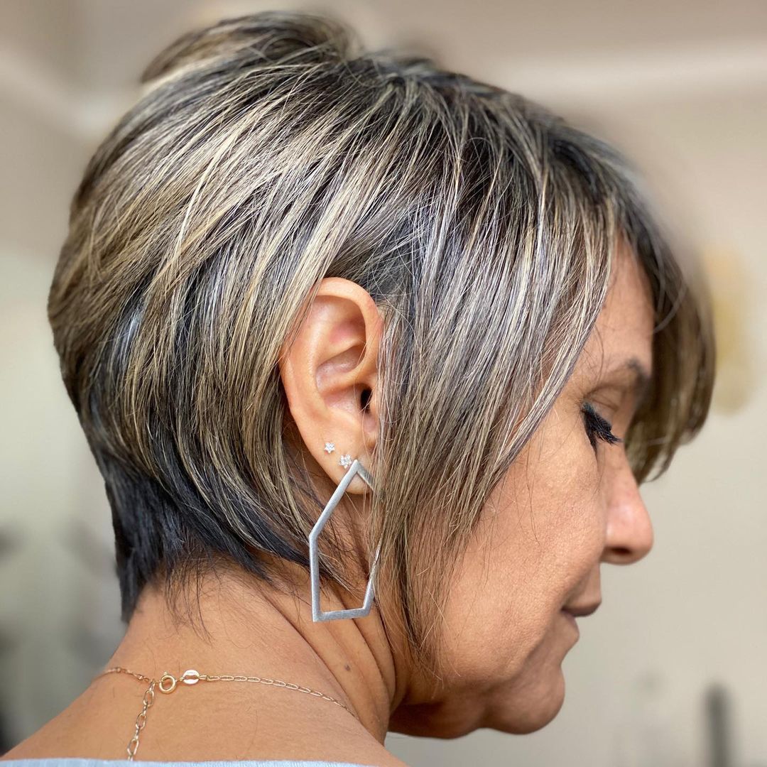older woman with a wedge cut