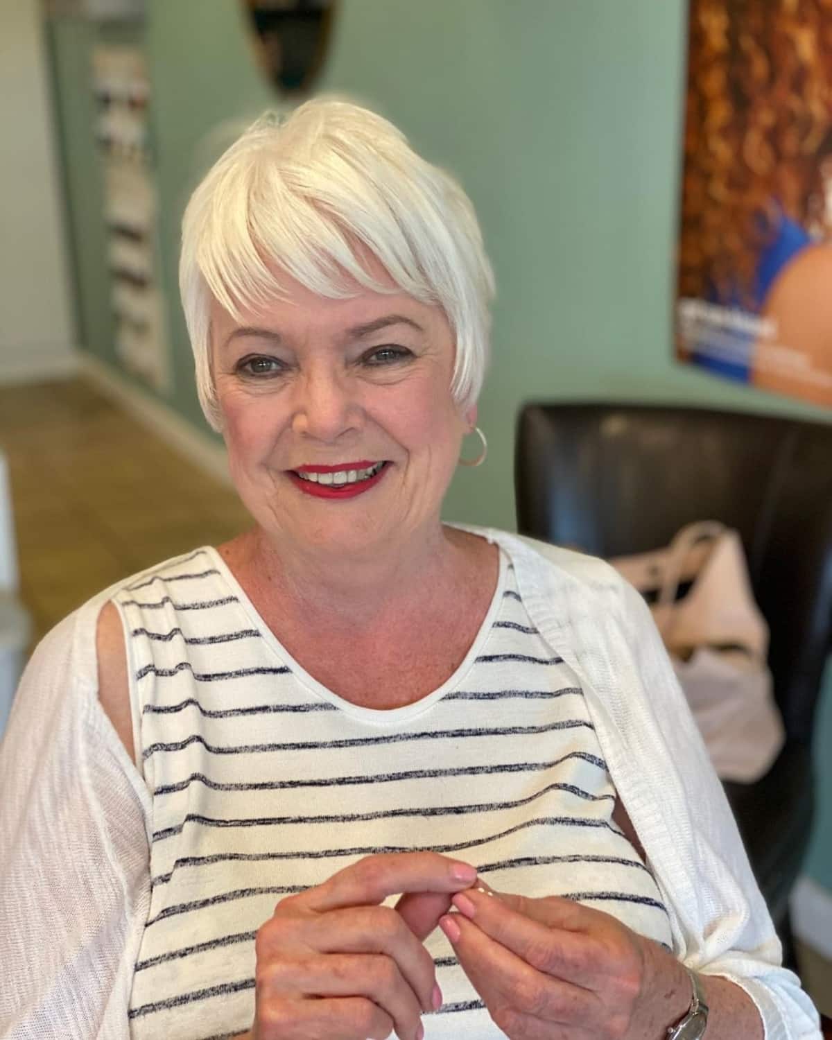 pixie cut for a round face over 60 years old