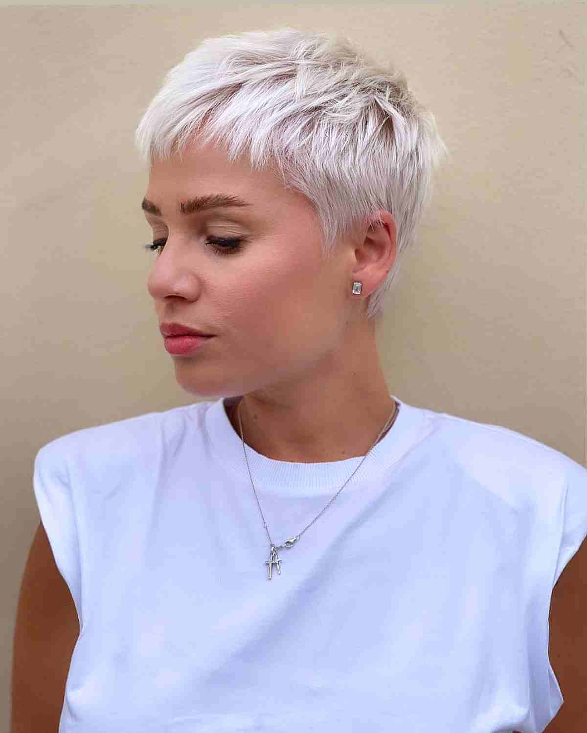 platinum pixie cut and color