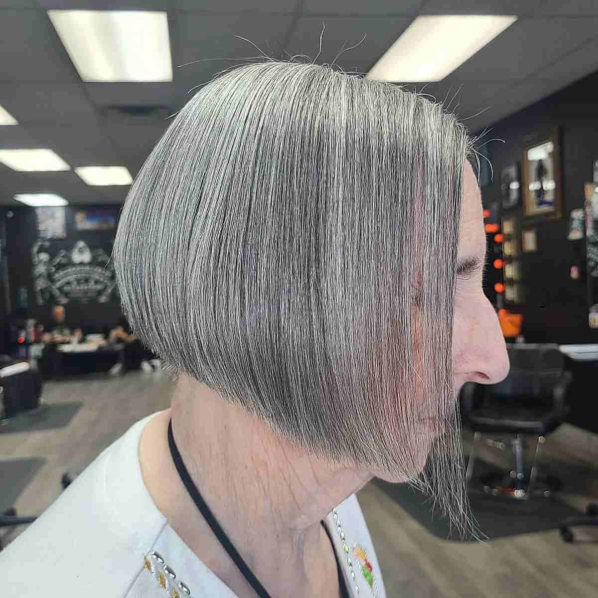 precision bob on natural gray hair