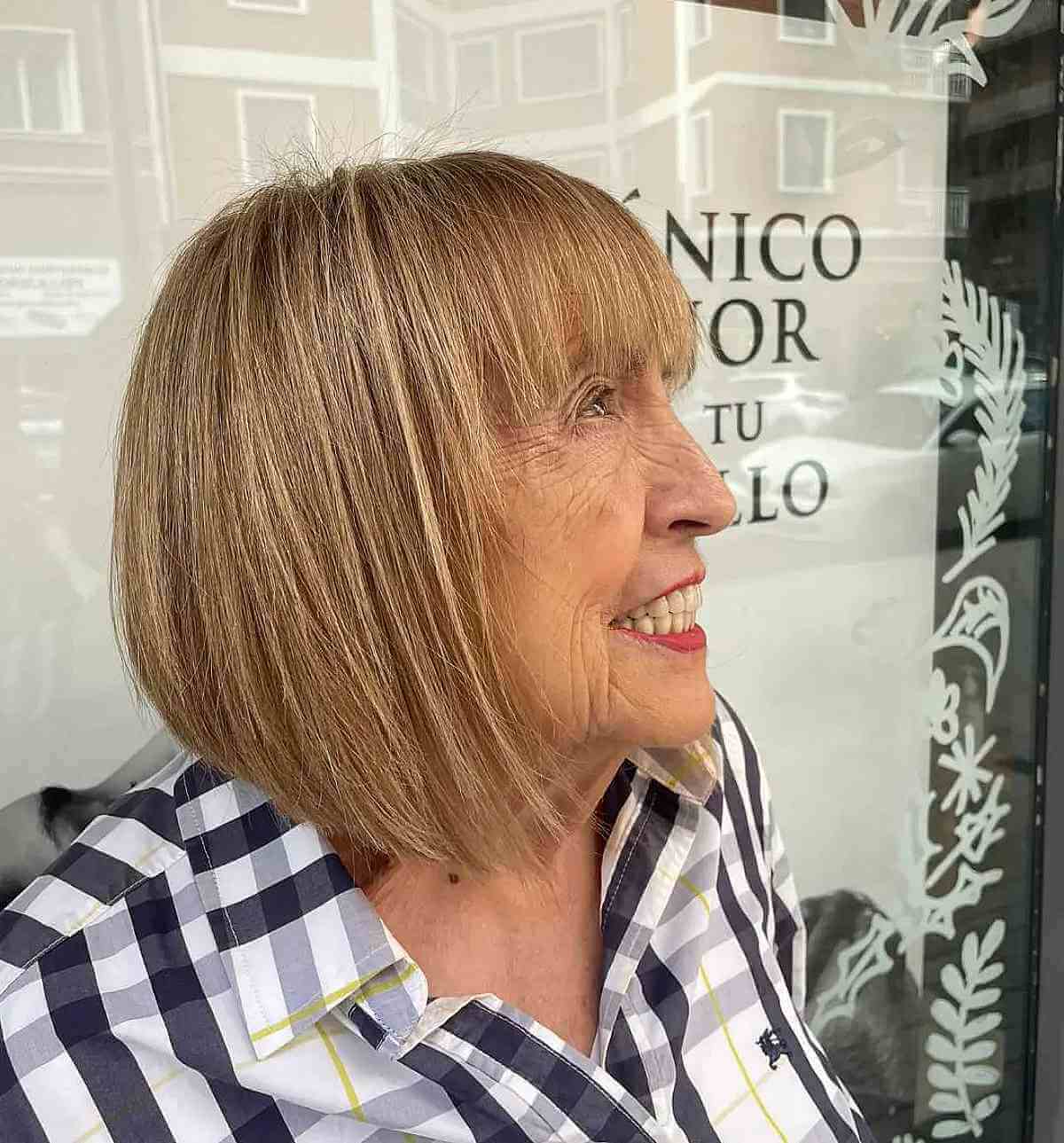 pretty short bob for thin hair for 70 year old women