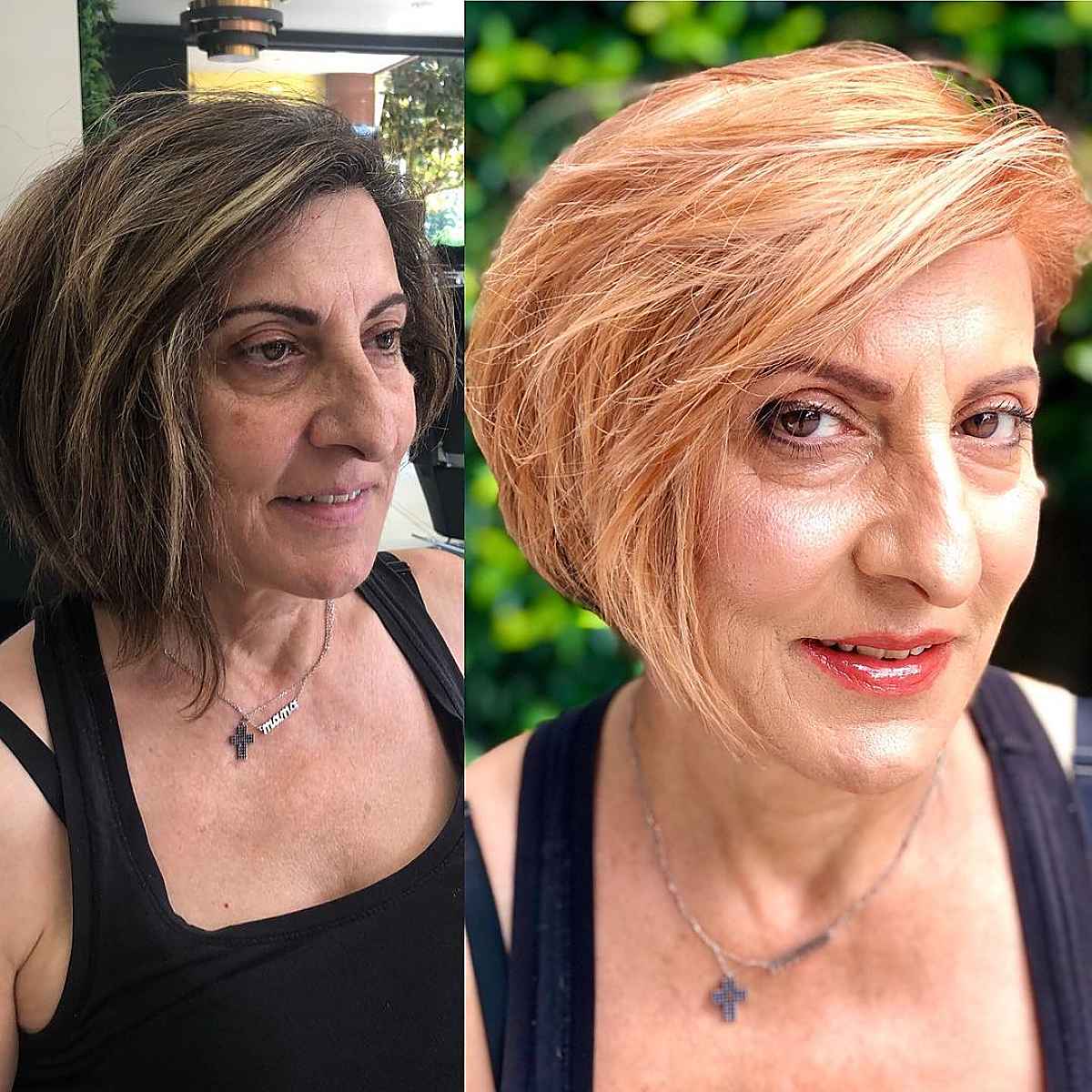 pumpkin spice short angled bob for women in their 60s