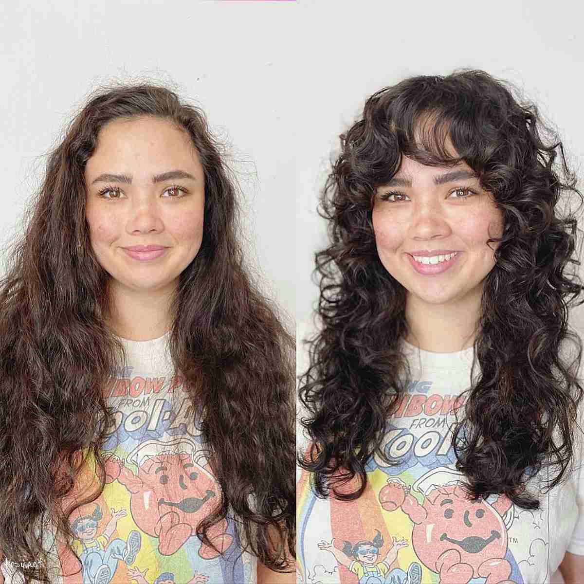 razor cut medium shag with bangs