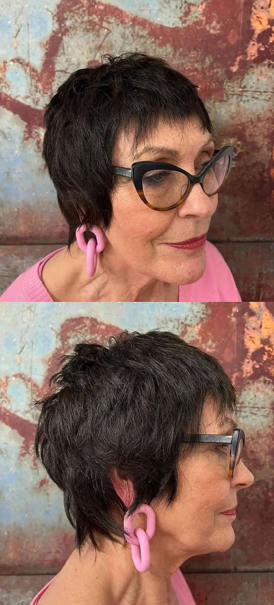razored choppy shag for thick hair for a lady over 70 years old