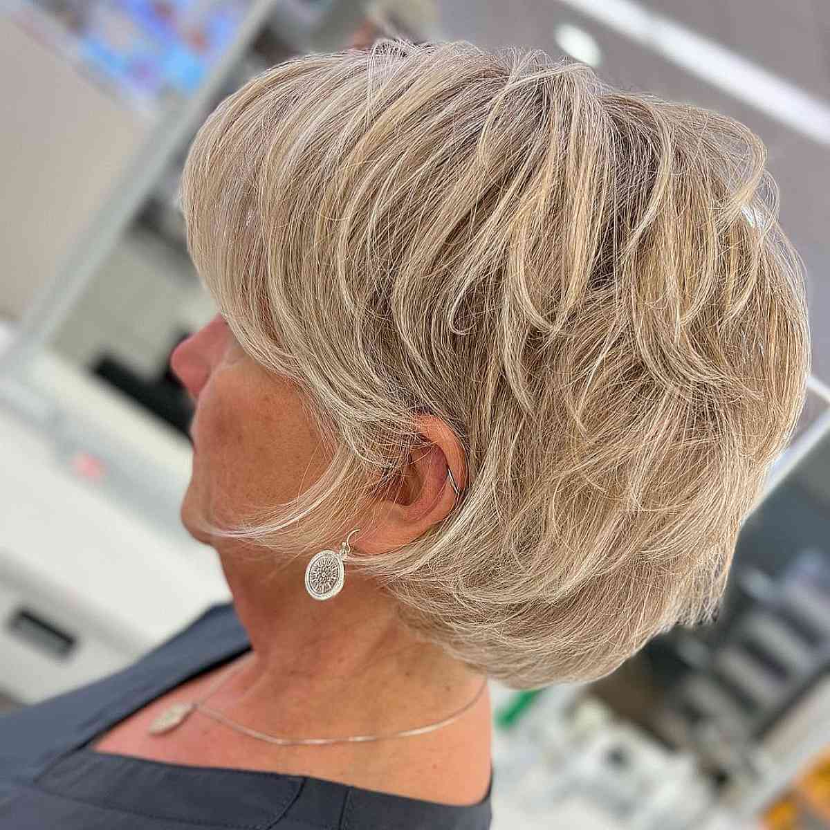 razored long pixie with layers for seventy year olds