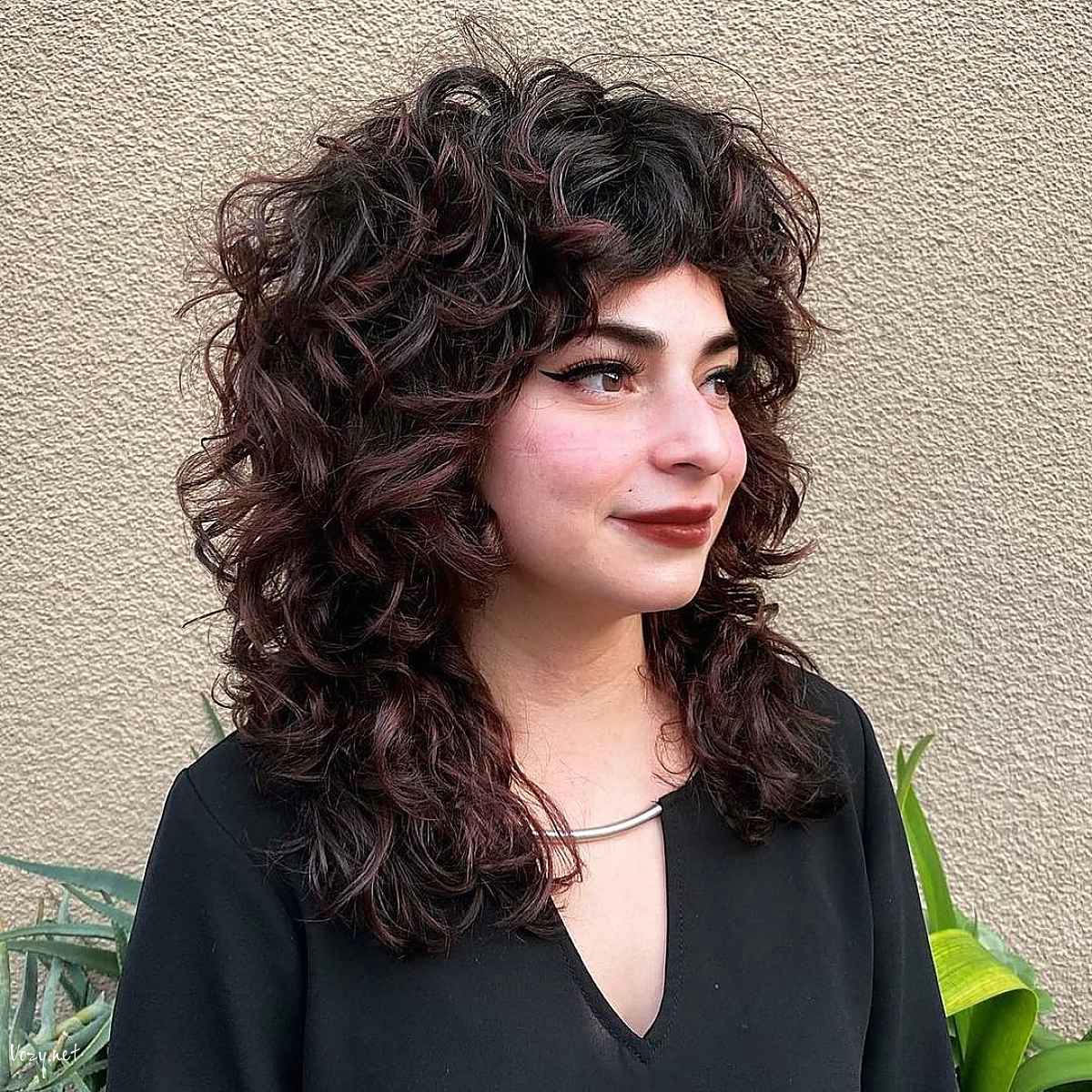 retro long curly shaggy hairstyle