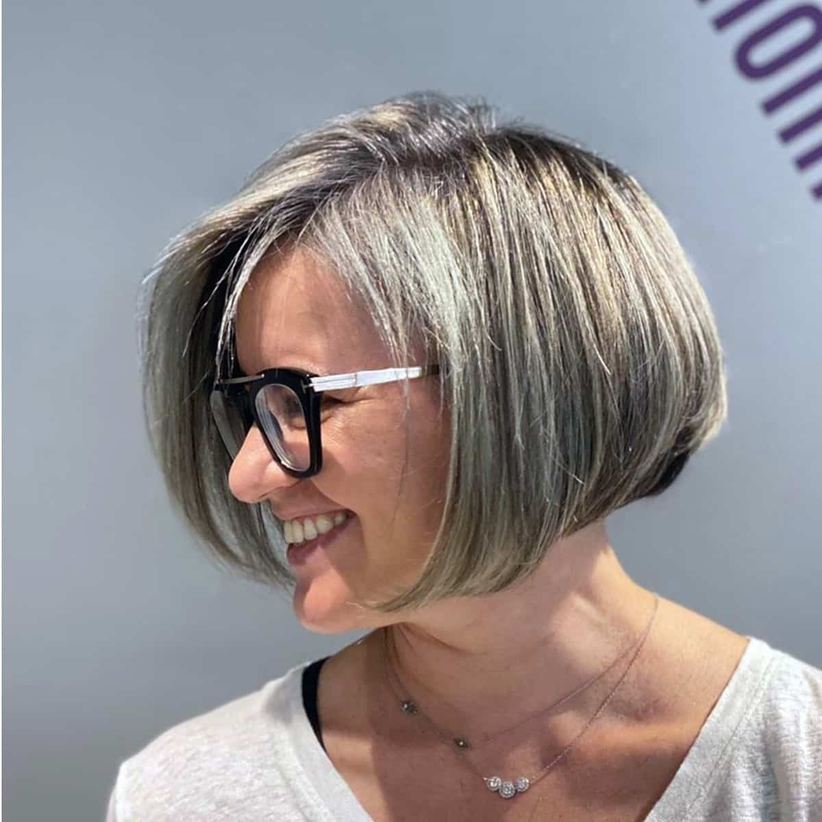 rounded bob short cut for women over 50