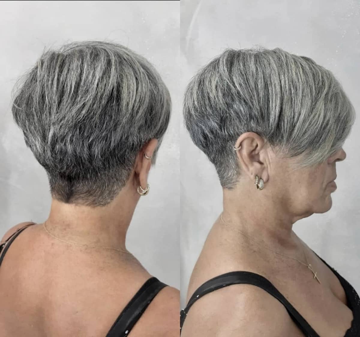 salt and pepper short pixie cut