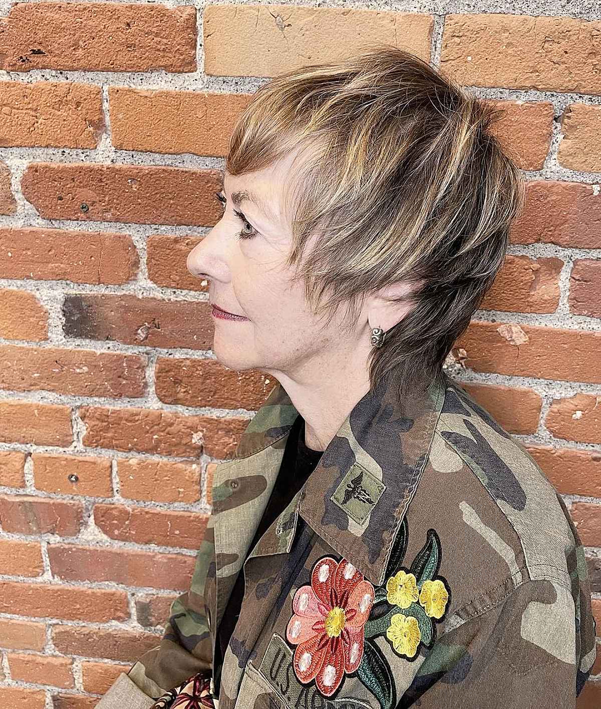 sassy shag with balayage for older 70 year old women