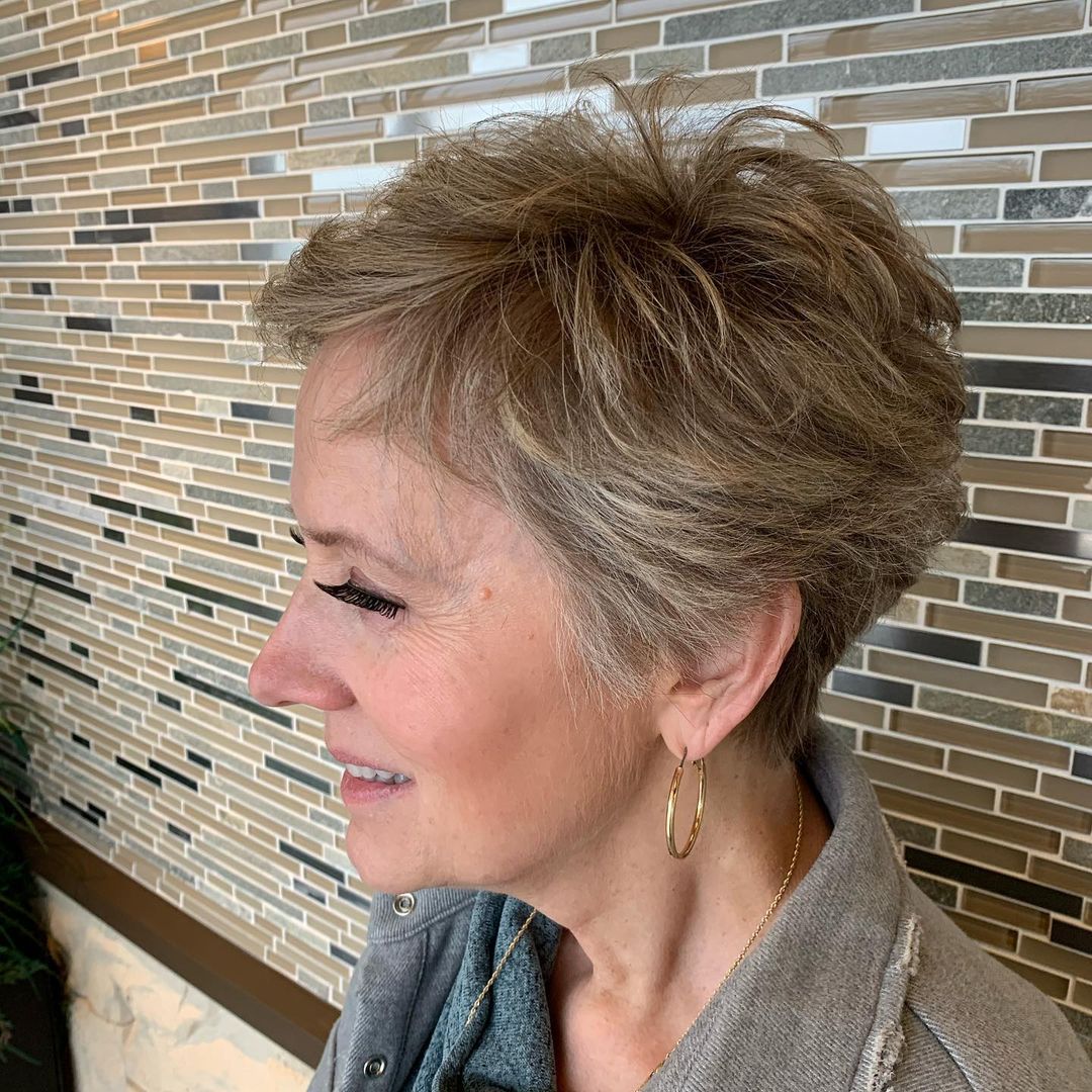sassy spiky cut for older women