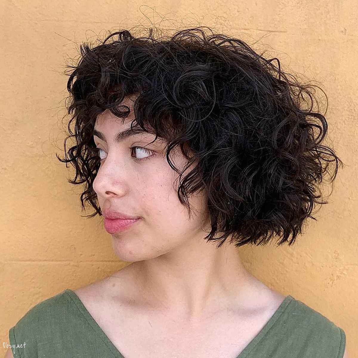 shaggy bob for curly thick hair