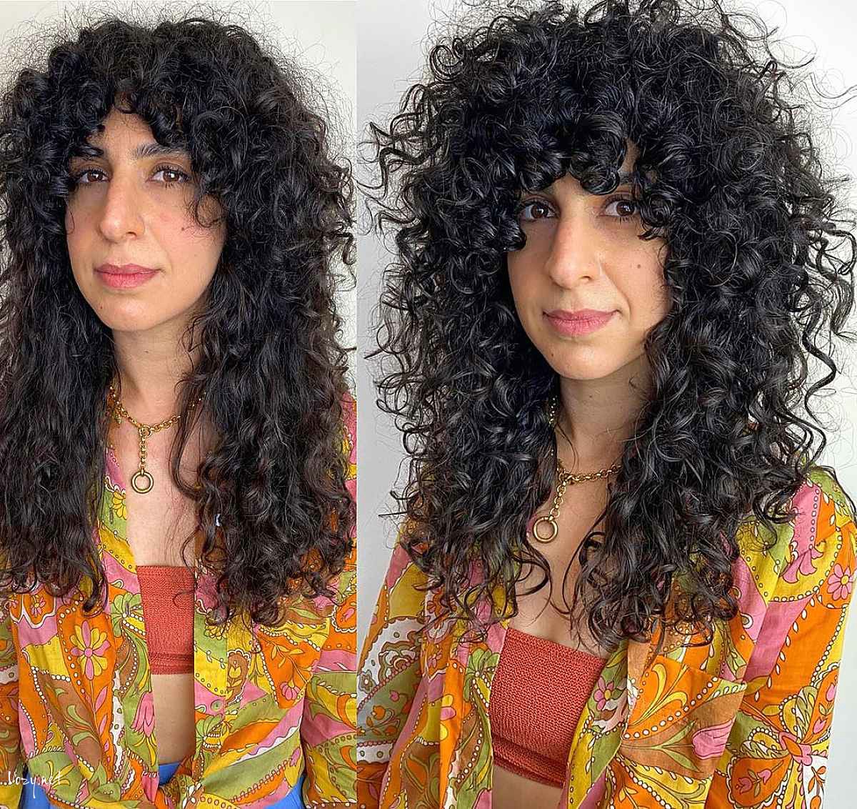 shaggy hairstyle for curly hair