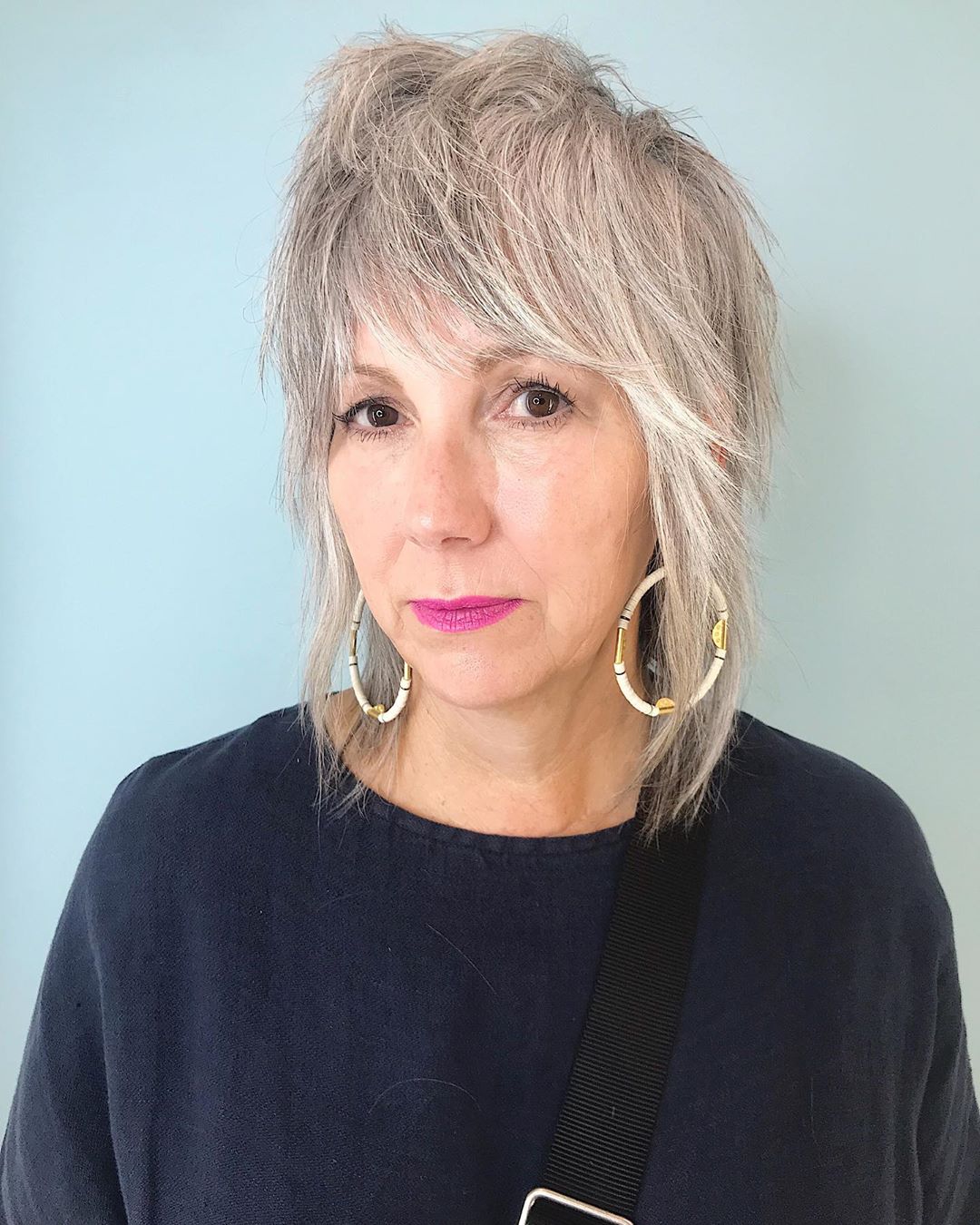 shaggy lob haircut for ladies over 50 with thin hair