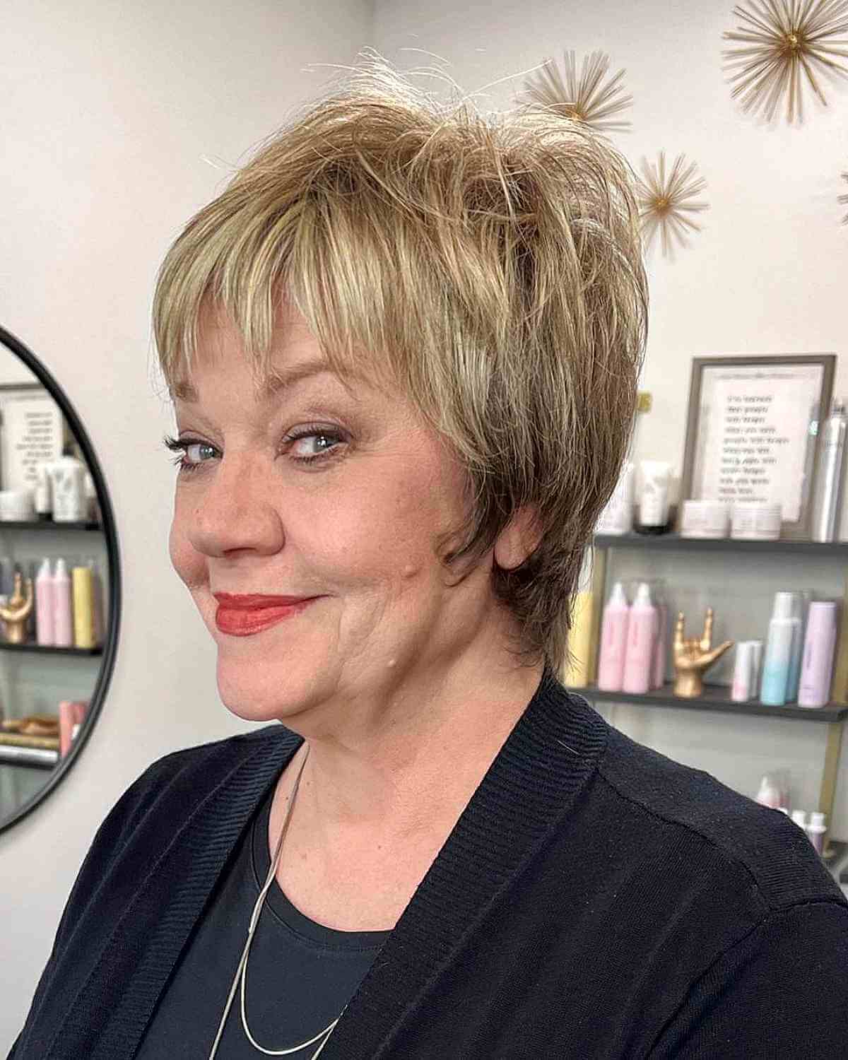 shaggy long pixie cut on fine hair for ladies 70 and up