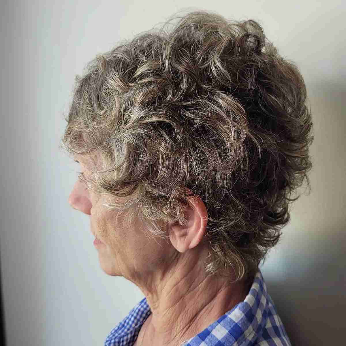 short and messy curly hair for ladies 70 and up
