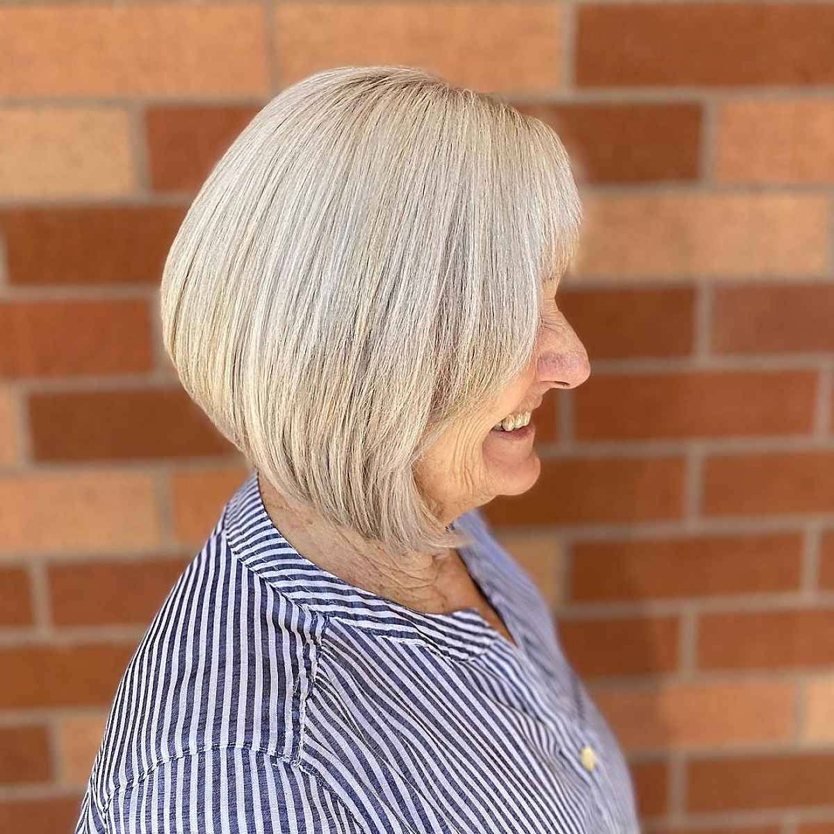 short angled bob haircut for women sixty and over