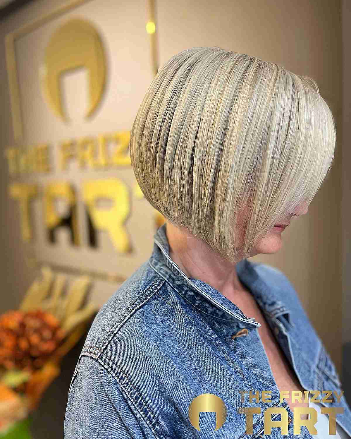 short angled haircut with textured ends