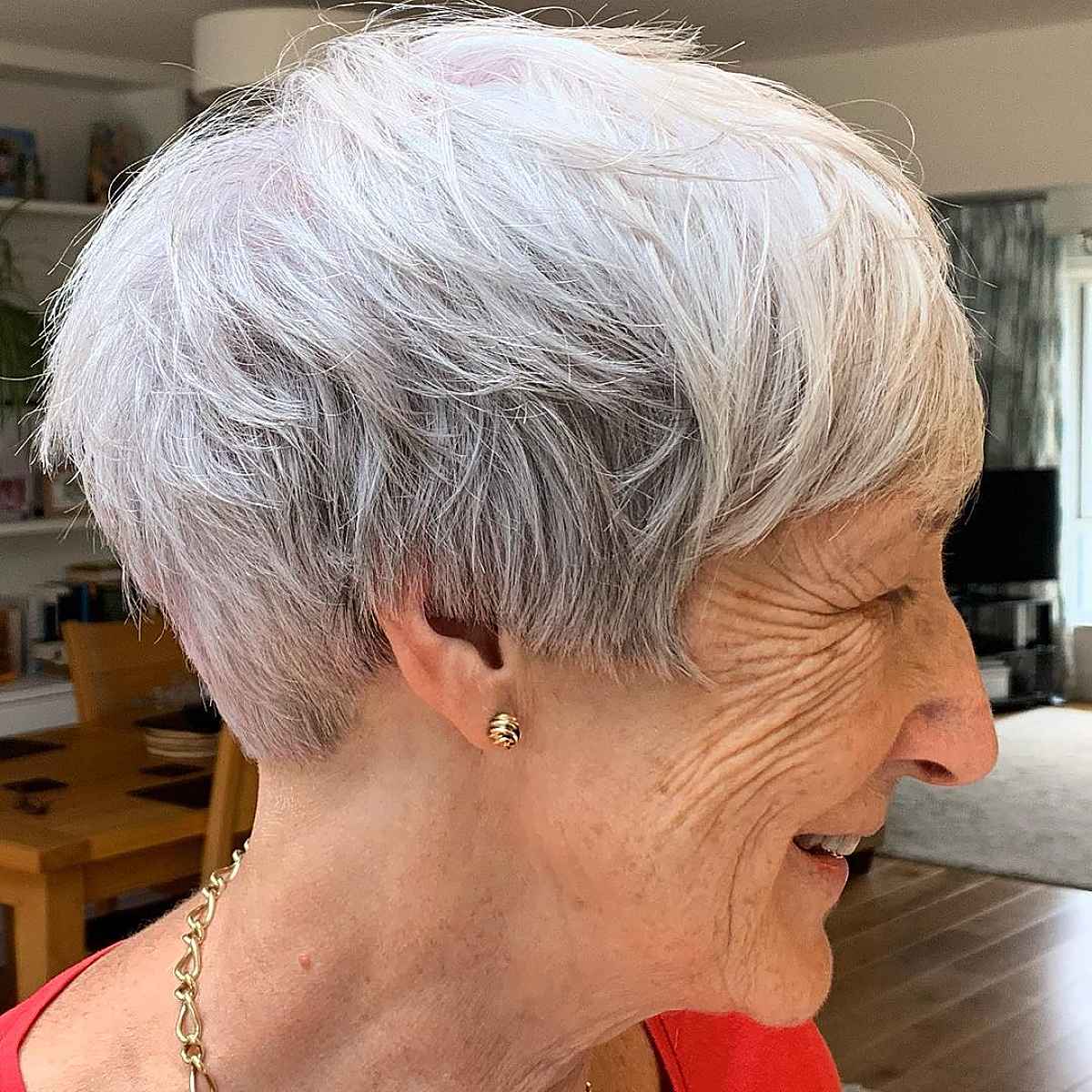 short choppy hairstyle for senior women over 70