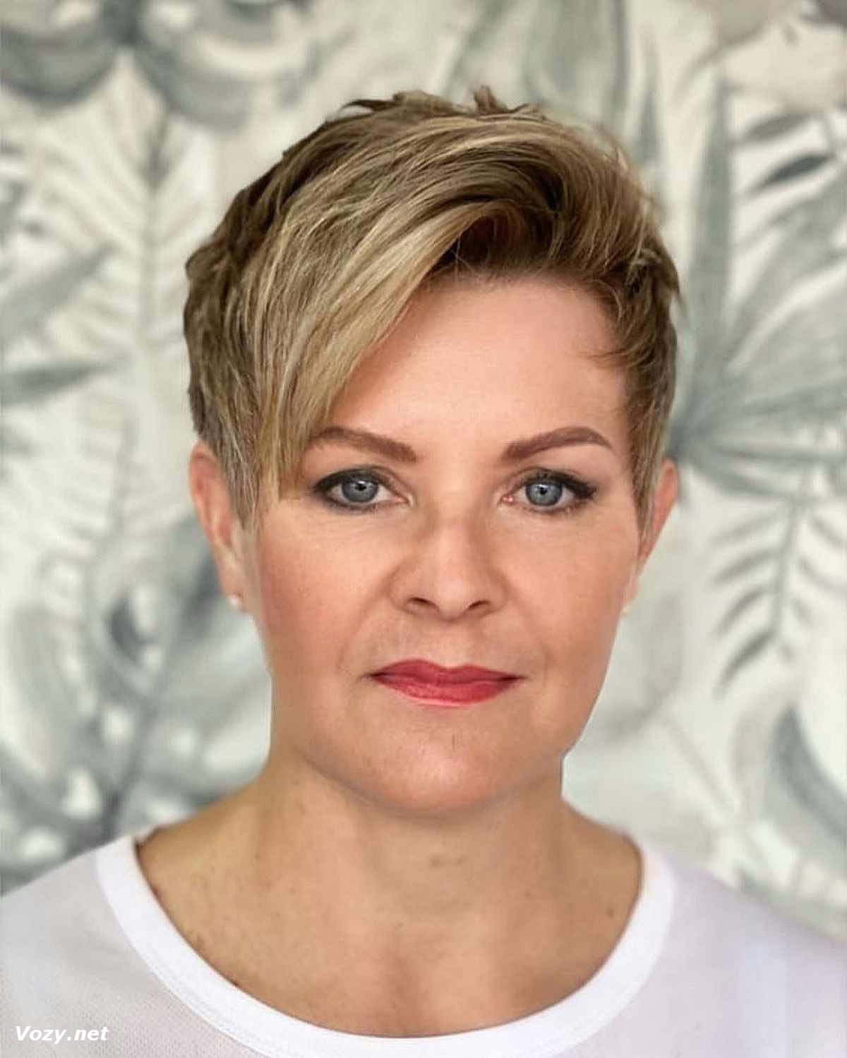 short cute pixie with a quiff for older ladies